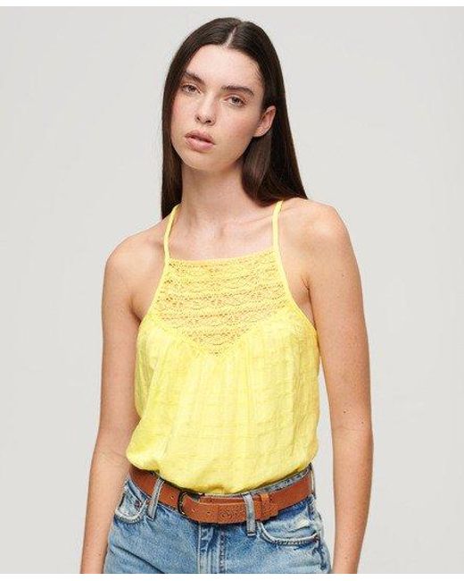 Superdry Yellow Lace Cami Beach Top