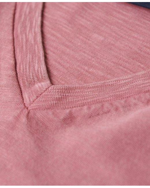 Superdry Pink V-neck Slub Short Sleeve T-shirt for men