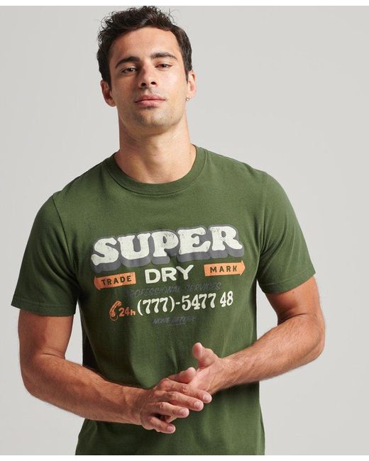 Superdry Vintage Sign Writer T-shirt Grey in Green for Men | Lyst