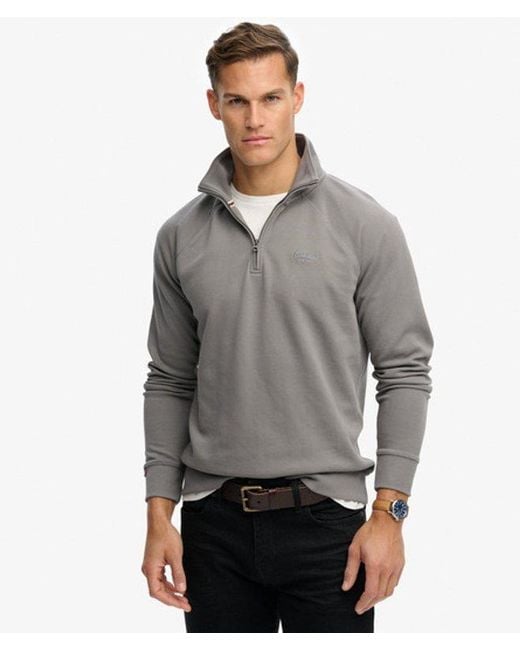 Homme Pull À Logo, Col Tunisien Et Manches Raglan Essential Taille Superdry pour homme en coloris Gray