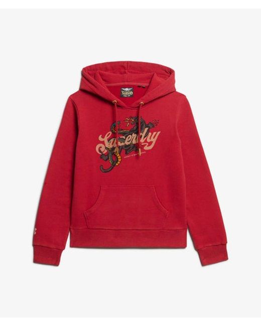 Superdry Red & Co Tattoo Script Graphic Hoodie