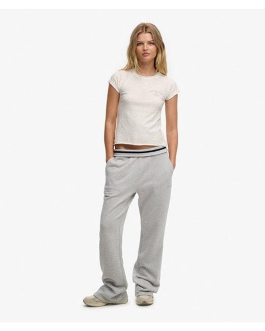 Superdry White Athletic Essentials Logo Low Rise Flare Jogger