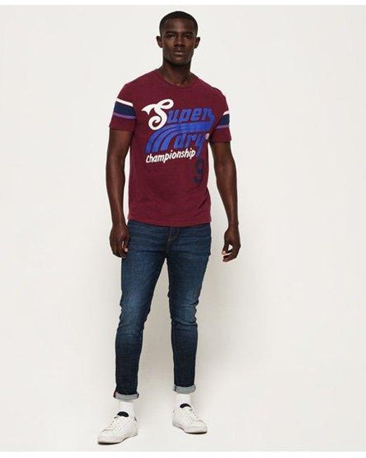 Superdry Red Pitch Field Retro T-Shirt Tin Tab Burgundy for men