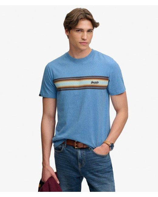 Superdry Blue & Co Outdoor Stripe Logo Relaxed T-shirt for men