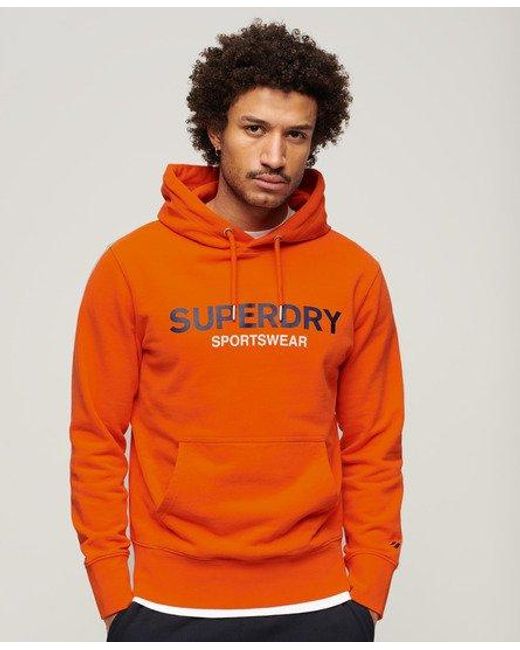 Superdry Orange Sportswear Logo Loose Fit Hoodie for men
