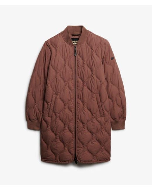 Superdry Brown Longline Quilted Liner Jacket
