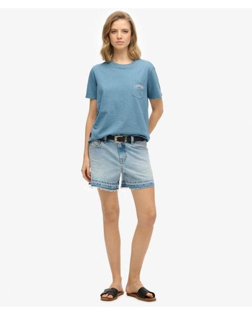 Superdry Blue & Co Essential Logo Garment Dye Pocket T-shirt