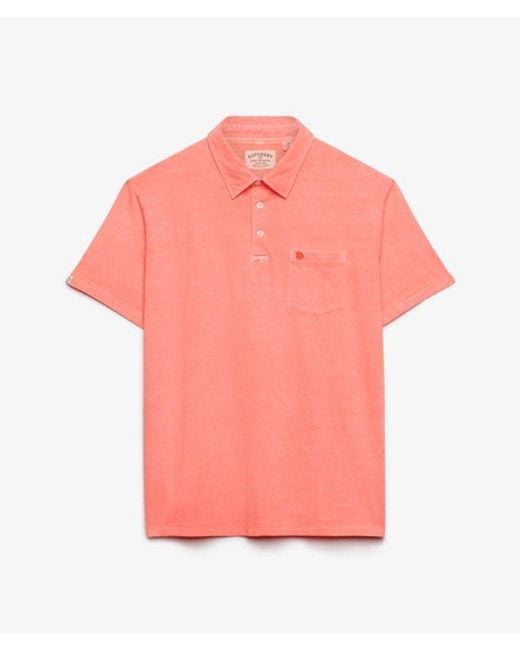 Superdry Pink & Co Classic Cotton Linen Polo Shirt for men