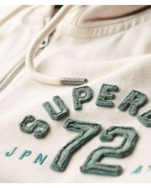 Superdry Natural Embroidered Athletic Essentials Relaxed Crop Zip-hoodie