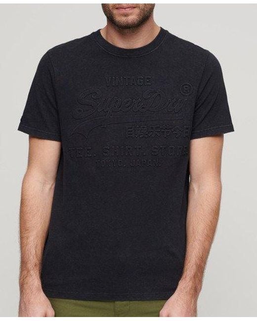 Superdry Black Embossed Vintage Logo T-shirt for men