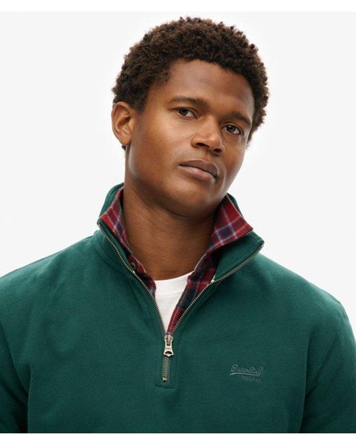Superdry Green Essential Logo Half Zip Sweatshirt for men