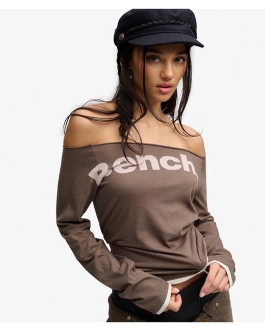 Superdry Brown Bench X & Co Bench Fitted Long Sleeve Layer Top