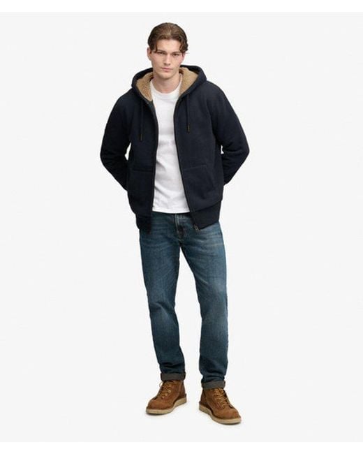 Superdry Black & Co Borg Lined Zip Hoodie for men