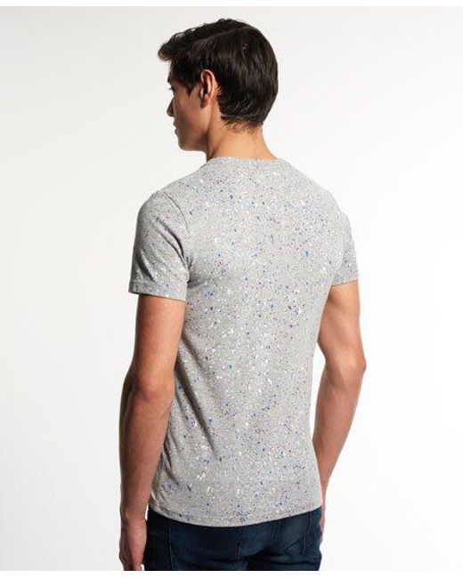 Superdry Gray Splatter All Over Print T-Shirt Marl for men