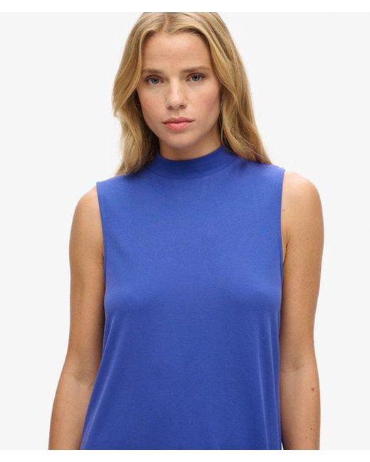 Superdry Blue Modal Classic Sleeveless A-line Mini Dress
