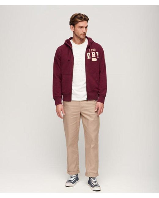 Superdry Red & Co Vintage Athletic Zip Hoodie for men