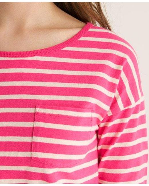 Superdry Pink Icarus Boating T-Shirt Shocking Stripe