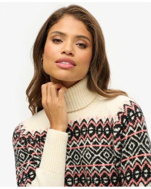 Superdry Natural Fairisle Pattern Roll Neck Jumper