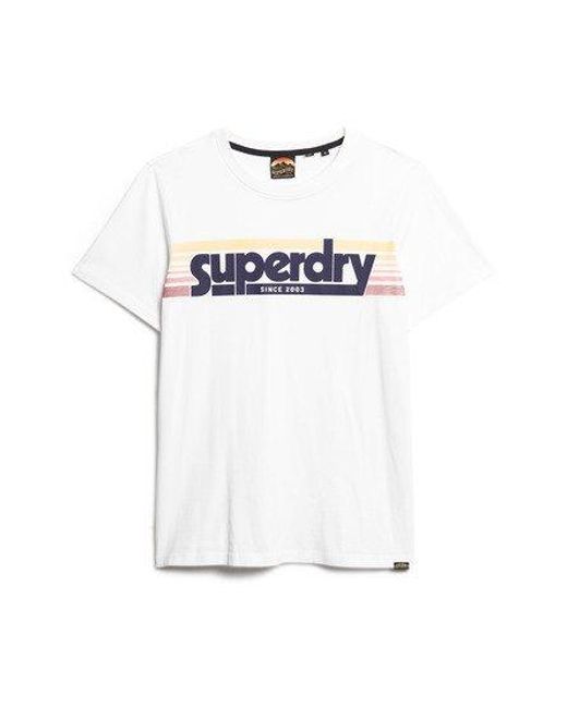 Superdry White Terrain Striped Logo T-shirt for men
