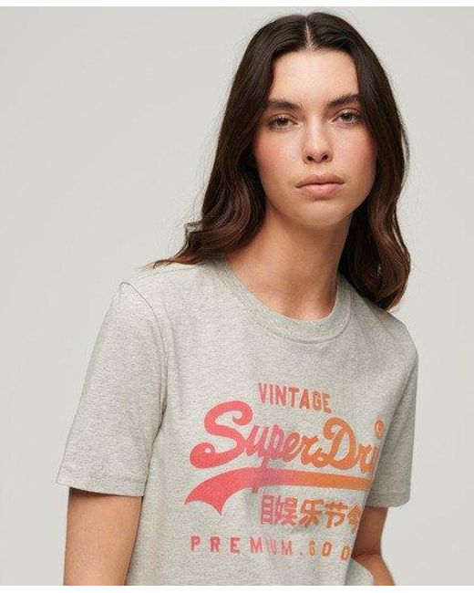 Superdry Relaxed T-shirt Met Ton-sur-ton Print in het Gray