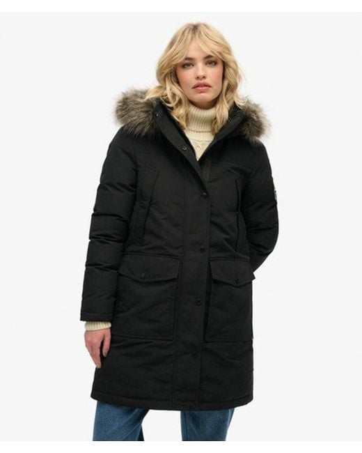 Superdry Black & Co Everest Faux Fur Parka Coat