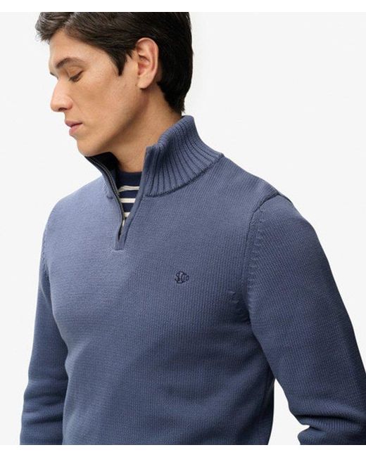 Superdry Blue & Co Cotton Half Zip Knit Jumper for men