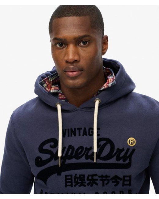 Superdry Blue & Co Vintage Logo Tonal Hoodie for men