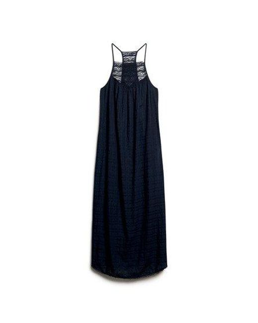 Superdry Blue Lace Halter Maxi Beach Dress