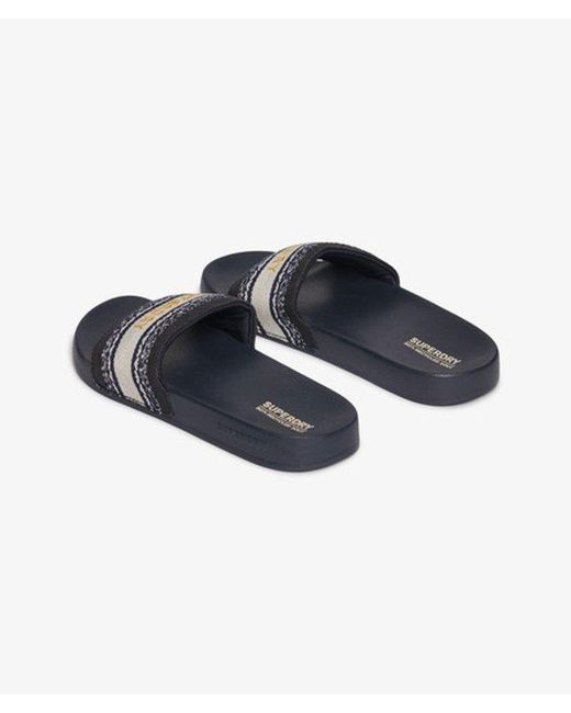 Superdry Blue Vegan Webbing Pool Sliders
