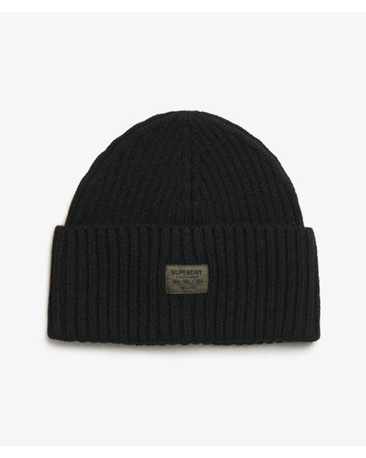 Superdry Black & Co Workwear Knitted Beanie Hat