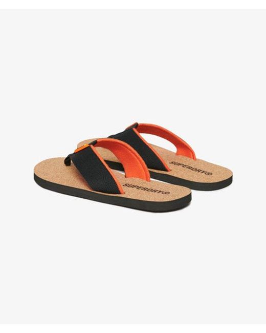 Superdry Black & Co Cork Graphic Flip Flops for men