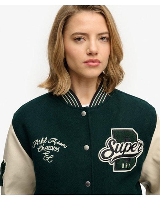 Superdry Green & Co Patched Varsity Bomber Jacket