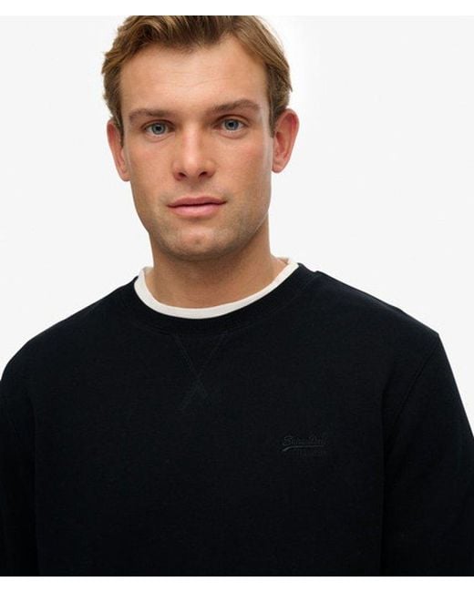 Homme Sweatshirt Essential Logo Col Rond Taille Superdry pour homme en coloris Black