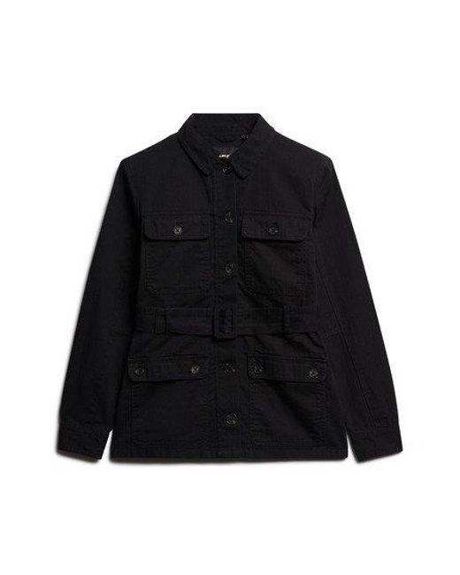 Superdry Black Cotton Belted Safari Jacket