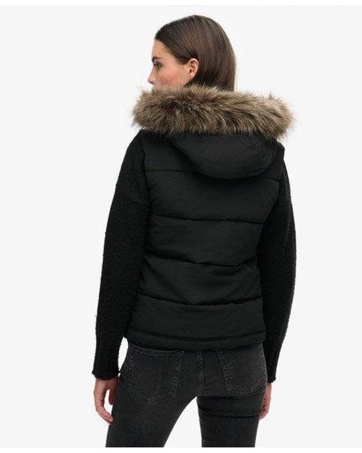 Superdry Everest Bodywarmer Van Imitatiebont in het Black