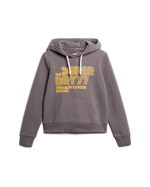 Superdry Gray & Co Ladies Classic Embroidered Logo Retro Glitter Hoodie