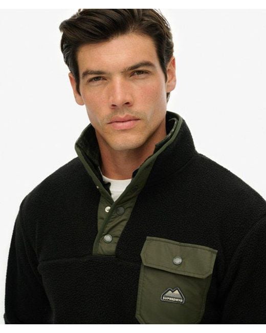 Superdry Black & Co Fuji Popper Neck Fleece for men