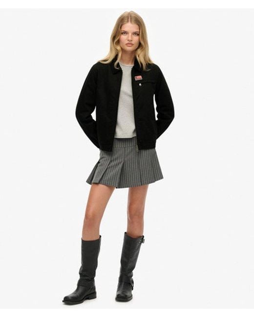 Superdry Black & Co Cord Collar Quilt Ranch Jacket