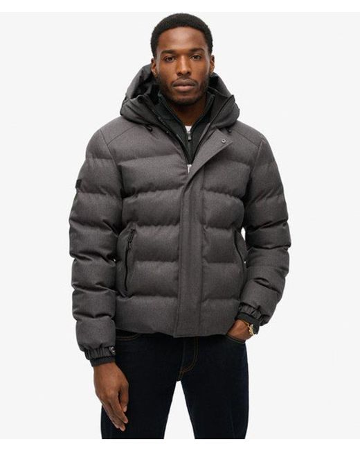 Superdry Gray & Co Hooded Tweed Sports Puffer Jacket for men