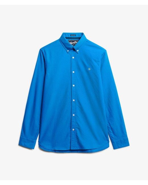 Superdry Blue Classic Oxford Long Sleeve Shirt for men