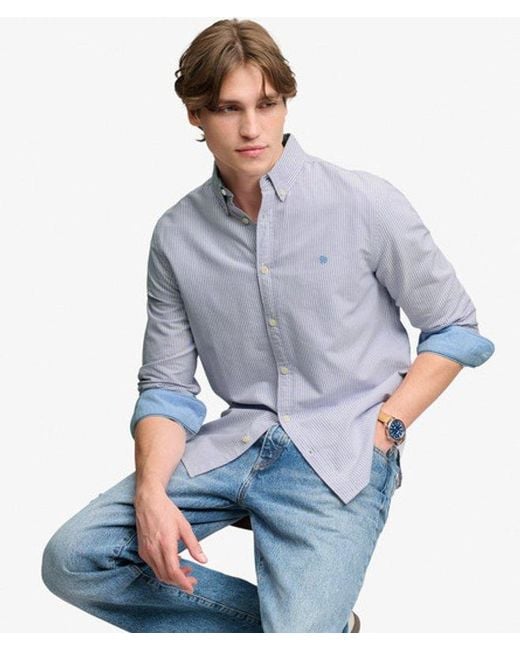 Superdry Blue Preppy Oxford Long Sleeve Shirt for men