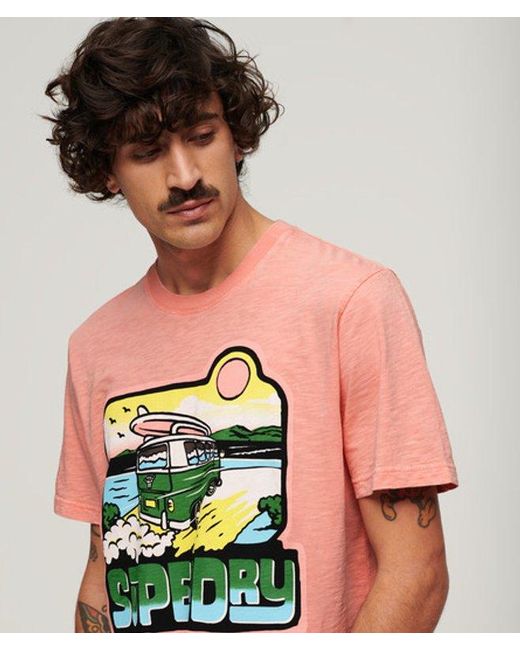 Superdry Red & Co Neon Travel Graphic Loose T-shirt for men