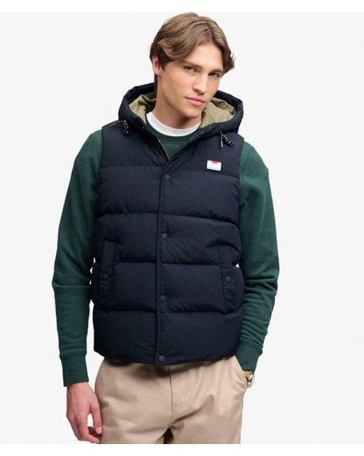 Superdry Blue & Co Hooded Short Everest Gilet for men