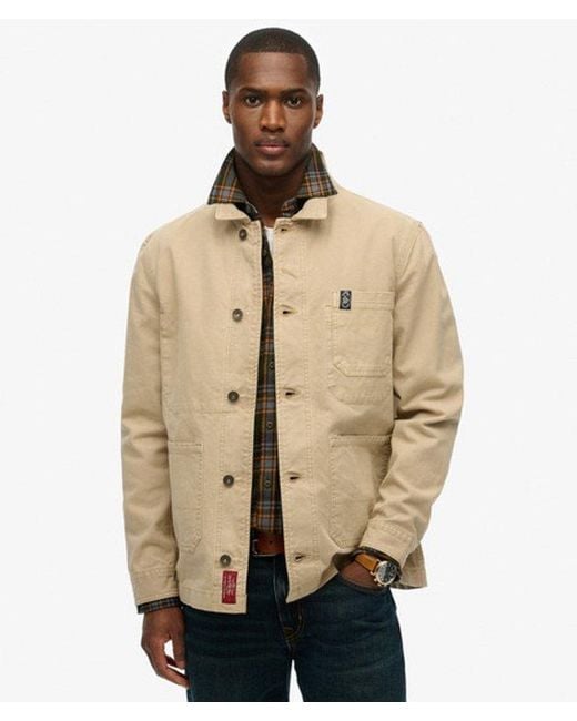 Superdry Natural The Merchant Store- Canvas Worker Jacket for men