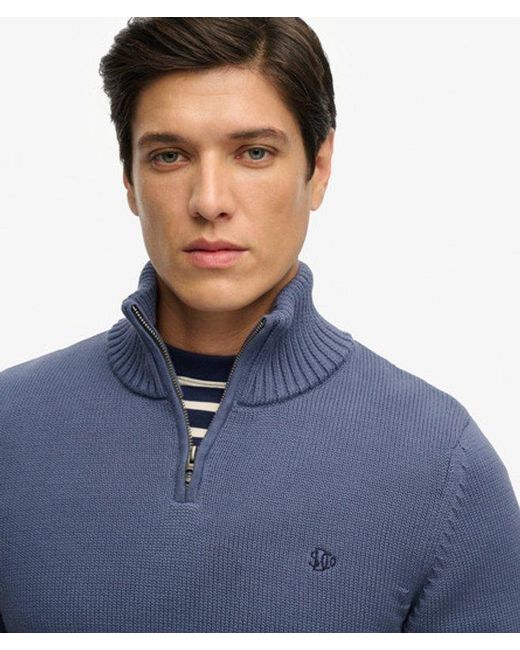 Superdry Blue & Co Cotton Half Zip Knit Jumper for men