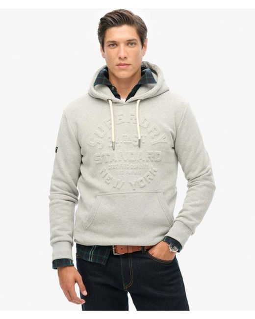 Superdry Gray & Co Embossed Logo Graphic Hoodie for men