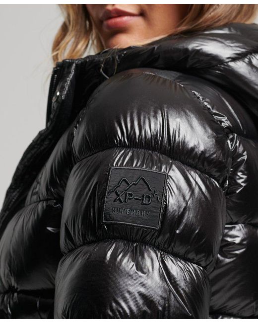 Superdry Hooded Shine Sports Puffer Jacket Black | Lyst