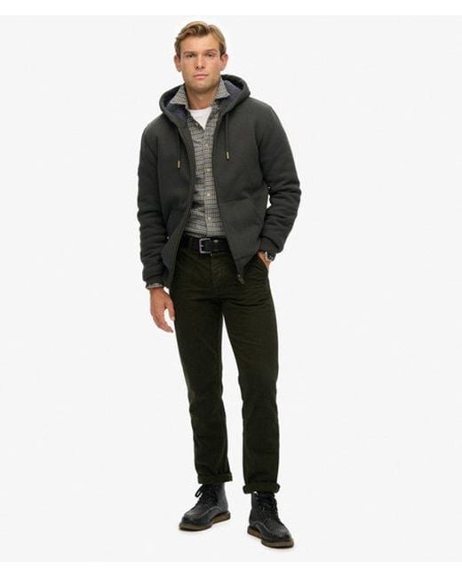 Superdry Black Borg Lined Zip Hoodie for men