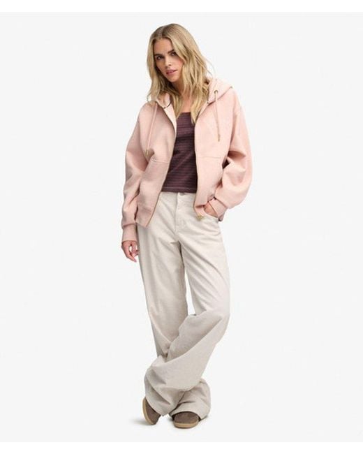 Superdry Pink & Co Luxe Casual Zip Hoodie