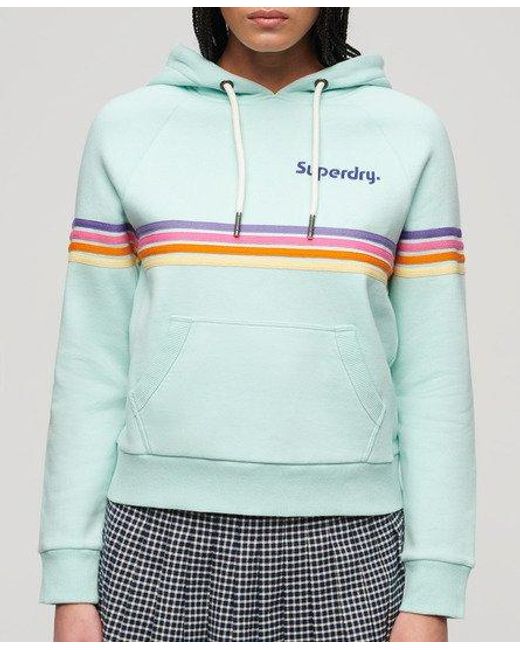 Superdry Rainbow Stripe Hoodie Met Logo in het Blue